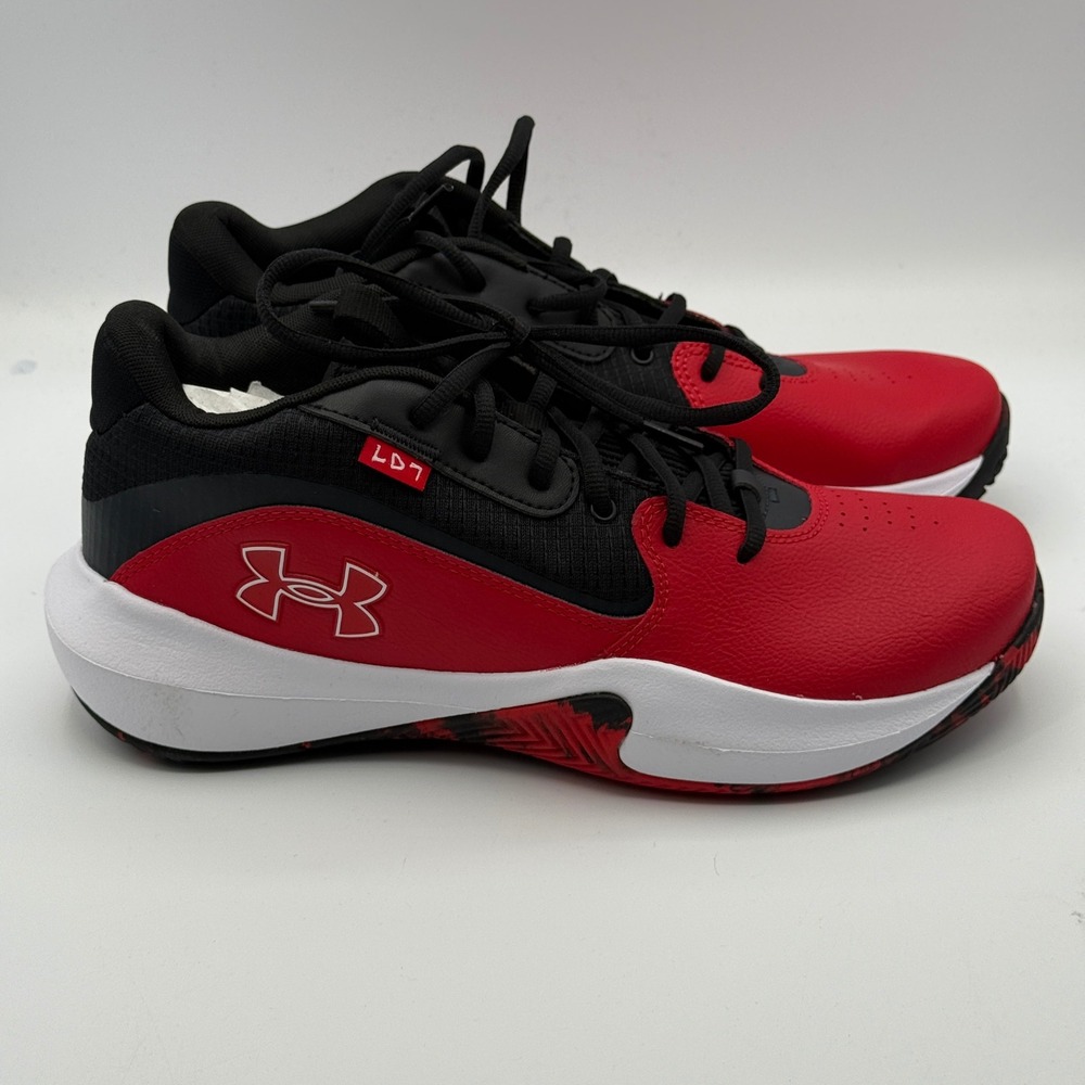 Under Armour UA Lockdown 7 Shoes Men Size 10.5 Red Black Basketball 3028512-600